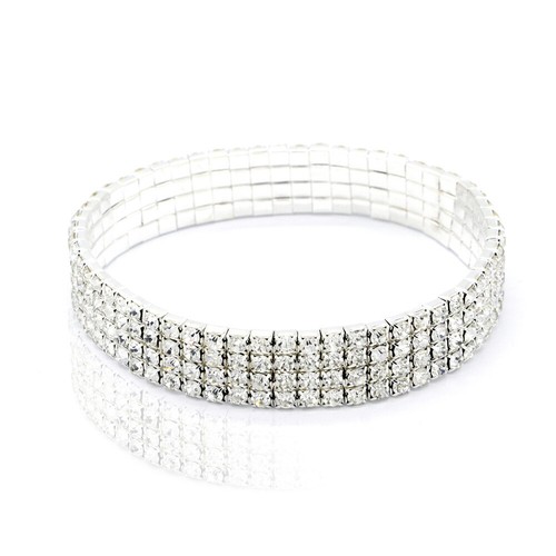 Shiny Rhinestone Silver Ankle Bracelet Stretch Rows Chain Diamante Bling Women - Bild 16 von 22