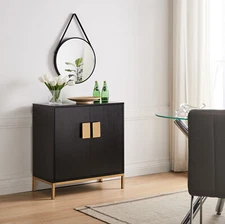 Kings Brand Furniture - 2 Door Accent Sideboard Buffet Storage Cabinet, Black