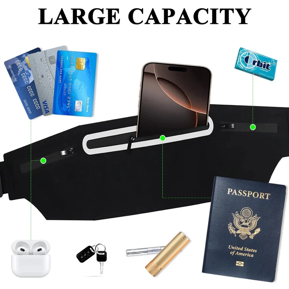1PCS UltraSlim Fanny Pack for Women Men - Waterproof Running Belt,Waist Pack for - Image 3 of 4