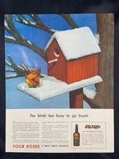 Magazine Ad* - 1944 - Four Roses Whiskey - World War 2 - birdhouse