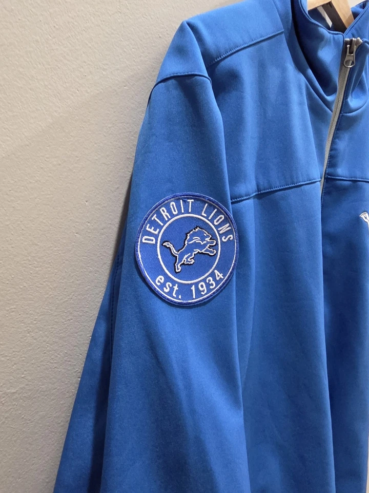 Detroit Lions Blue Insulated Men's Full Zip Jacket, Size LARGE - Image 4 of 4