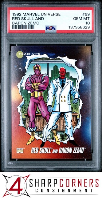 1992 Marvel Universe #99 Red Skull and Baron Zemo PSA 10