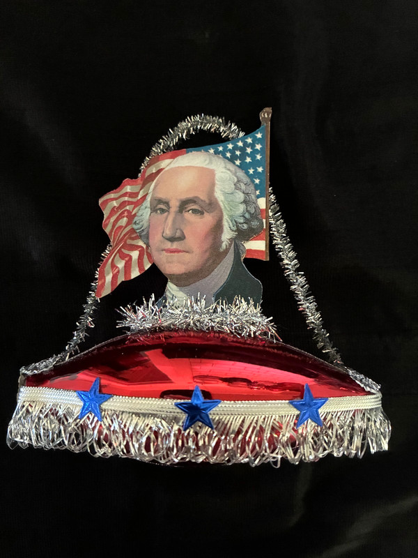 Antique Look Scrap  Ornament, PATRIOTIC,   G. WASHINGTON,  Glass,   Handmade