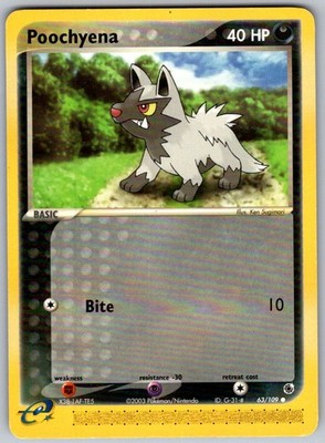 Poochyena 63/109 Common Ruby & Sapphire Pokemon Lightly Played