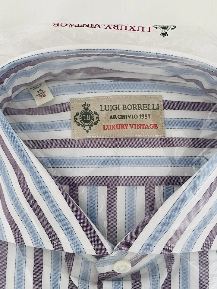 Camisa Luigi Borrelli 15/38 Lujo Vintage Archivio Italia - Calce Ajustado NUEVA CON ETIQUETAS Foto 2 de 4