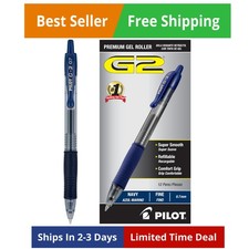G2 Gel Roller Pens, Fine Point 0.7 mm, Navy Ink Pens Fine Point, Pack of 12 ...