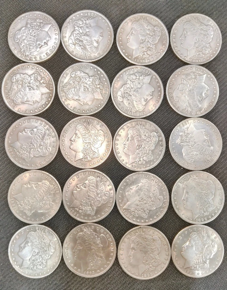 Lote de 5 monedas "O" ¡DÓLAR DE PLATA MORGAN! ¡Bonita moneda circulada! ¡Raro! Fecha mixta Foto 2 de 3