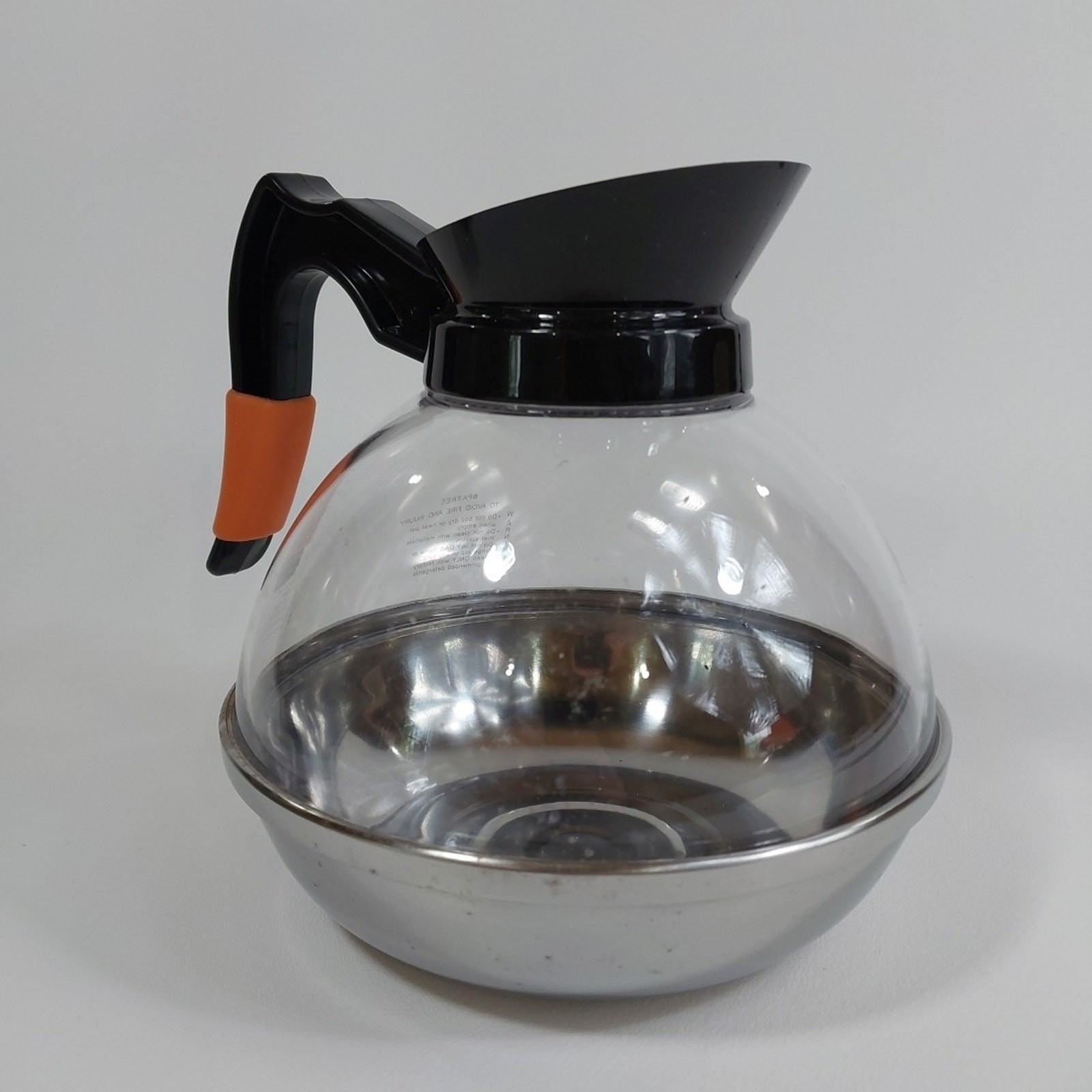 Daily Chef plastic Coffee carafe with Steel Base and Removable Decaf Label