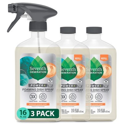 Seventh Generation Mandarin Orange Foaming Dish Spray 16Oz Pack Of 3 Biodegra...