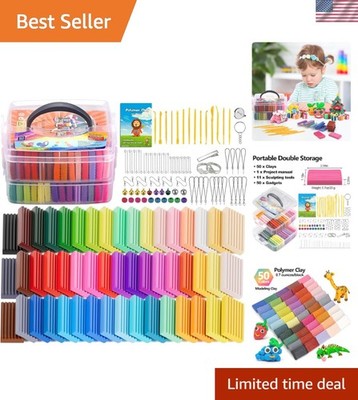Vibrant 50-Color Oven-Bake Polymer Clay Set with Sculpting Tools for Kids