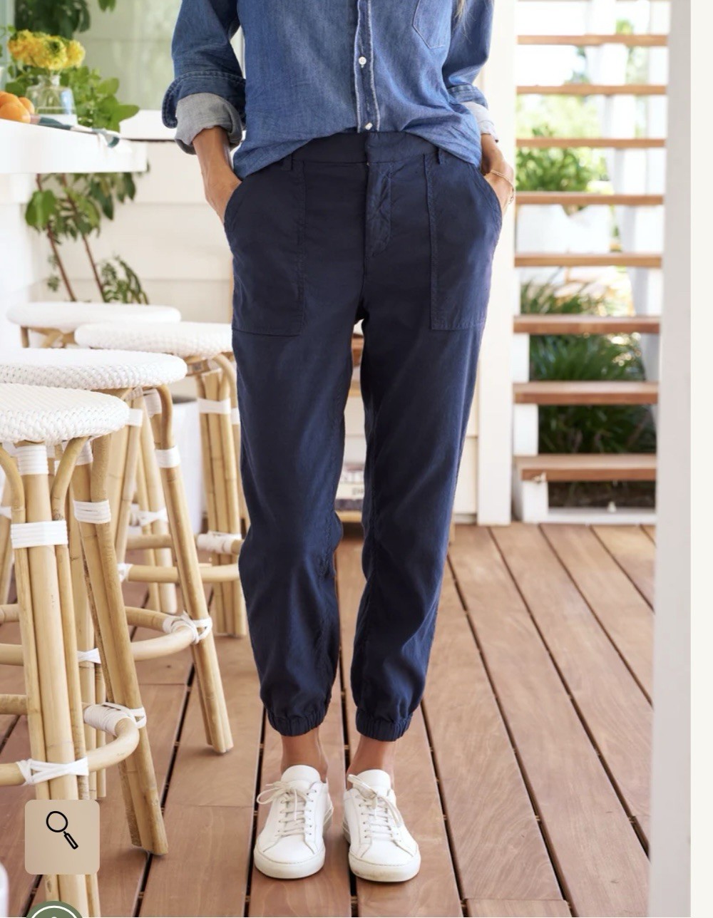 Frank & Eileen $298 Jameson Italian Performance Linen Jogger Pant in Navy; 12