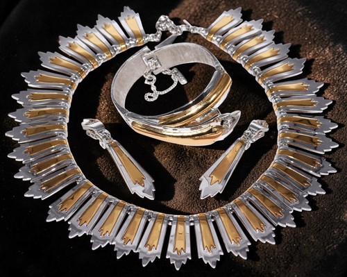 MONET Goldtone and Silvertone NECKLACE BRACELET & ER from the COLLETA COLLECTION