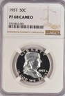 1957 Franklin Half Dollar Proof NGC PF 68 CAMEO PR68CAM Frosty Silver Coin 50C