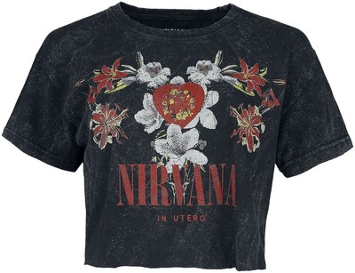 Nirvana T-Shirt Damen Flowers charcoal Band-Merch, Bands