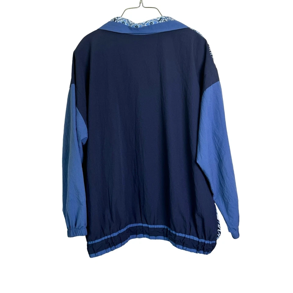 Sport Savvy Blue Monotone animal abstract print zip up wind jacket Size 1X - Image 2 of 4