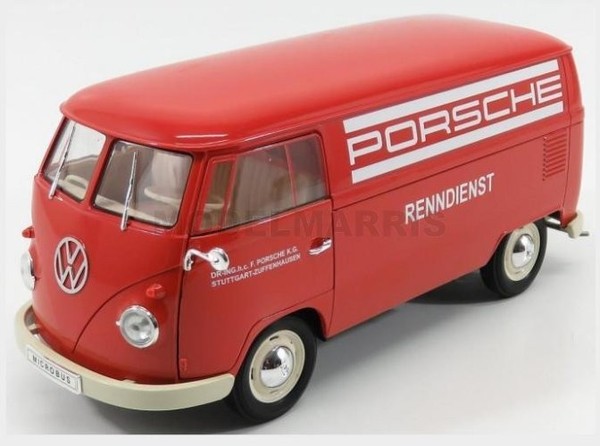Welly WE18053TDA Volkswagen - T1 Van Porsche Renndienst 1962 - Rot - 1/18-image