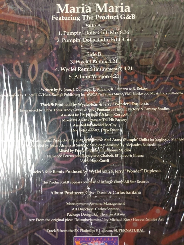 santana product g&b maria maria vinyl record 12 latin rap wild thought sampling - Image 3 of 4