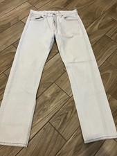 Levi's Authorized Vintage 501 White Wash Button Fly Jeans Made in USA Size 34x32