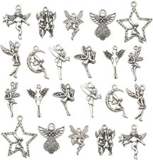 100G 66Pcs Craft Supplies Antique Silver Wings Angel Fairy Charms Pendants for