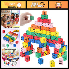 100 Pcs Colorful Foam Dice - Small Math Teaching Cubes with Number Dots, Party F