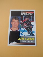 Steve Larmer Signed Chicago Blackhawks Card