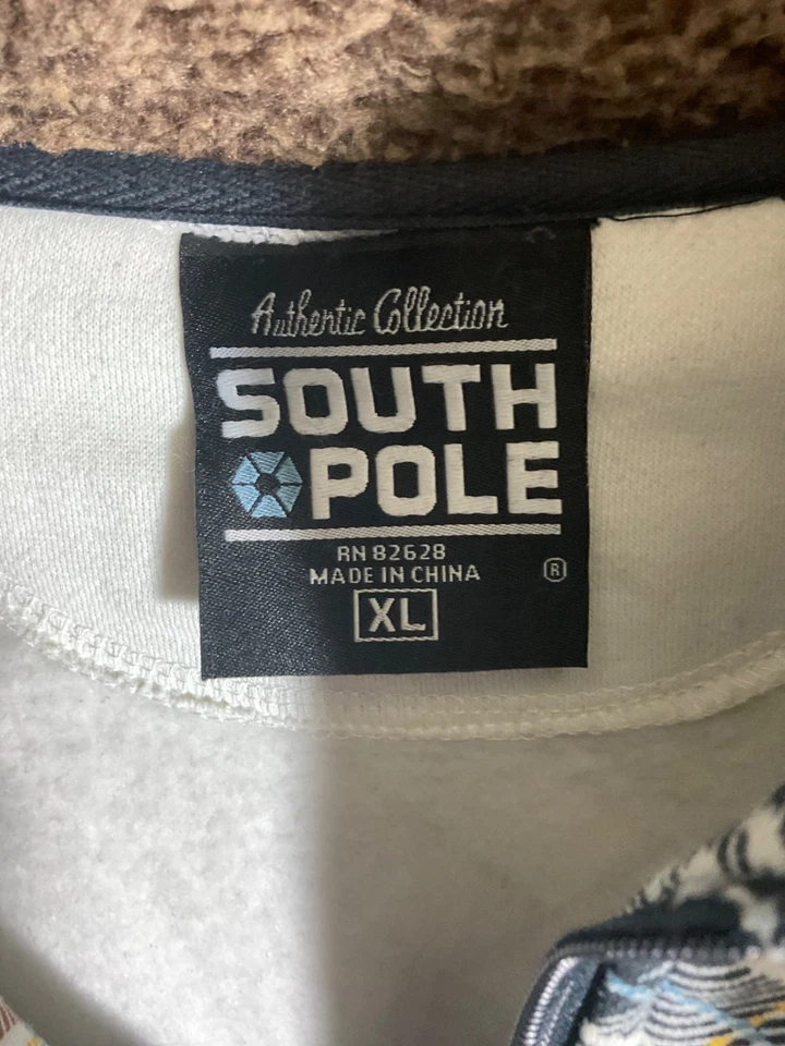 Chaqueta South Pole XL a Cuadros con Capucha y Cremallera con Forro de Vellón - Beige y Negro Patt Foto 2 de 3