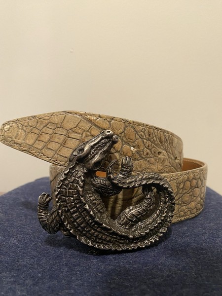 Golden Buckle Los Angeles Krokogürtel, Ectleder, 80 cm