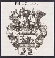 Cerrini Escudo De Armas Adel Grabado En Cobre Heraldica 1820
