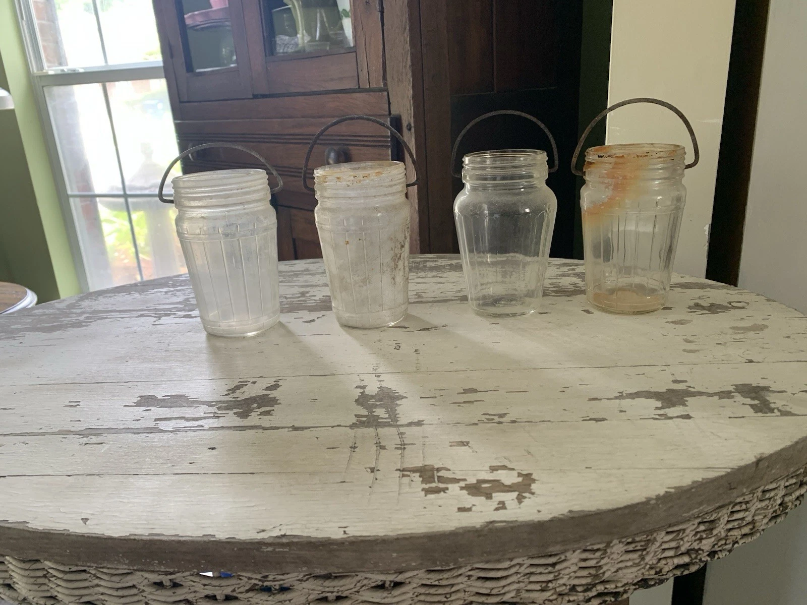 Vintage Glass Jars With Wire Handles