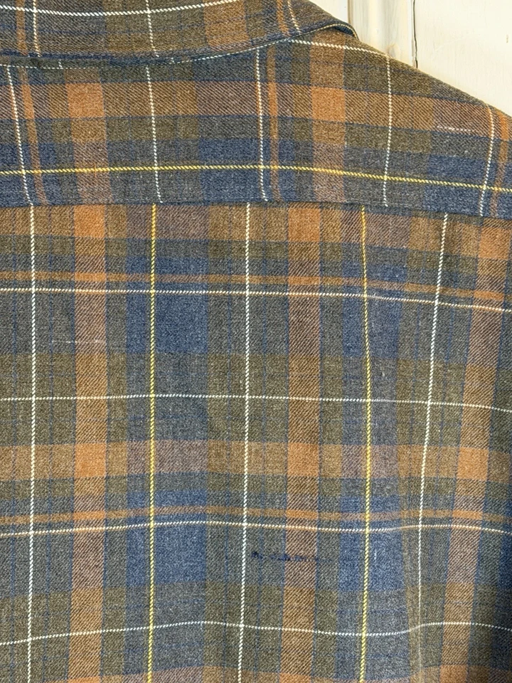 Vintage Sears Plaid Flannel Shirt Mens L Workwear Made in Korea Button Front - Image 4 of 4