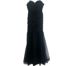Betsy Adam Black Ruched Tulle Sequin Cocktail Dress Size 6 Formal
