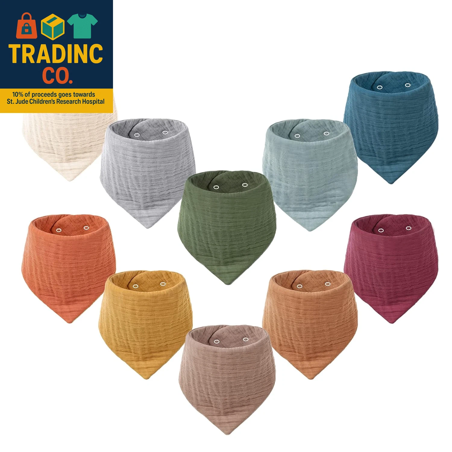Muslin Baby Bibs 10 Pack Baby Bandana Drool Bibs 100% Cotton for Unisex Boys and