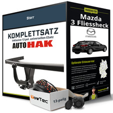 Für MAZDA 3 Fliessheck Typ BM Anhängerkupplung starr +eSatz 13pol uni. 13- NEU