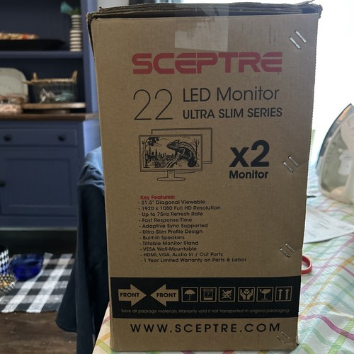 Sceptre 22 inch 75Hz 1080P LED Monitor 99% sRGB HDMI X2 VGA (PACKAGE INCLUDES 2) - Picture 2 of 6