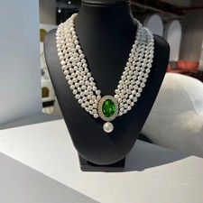 Five Strand 7-8 Mm Natural Baroque White Pearl Necklace