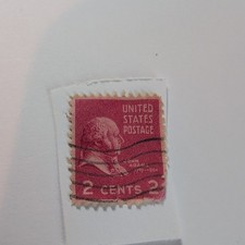 1936 Very Rare  2 Cent Red John Adams Used Stamp Historical Figures