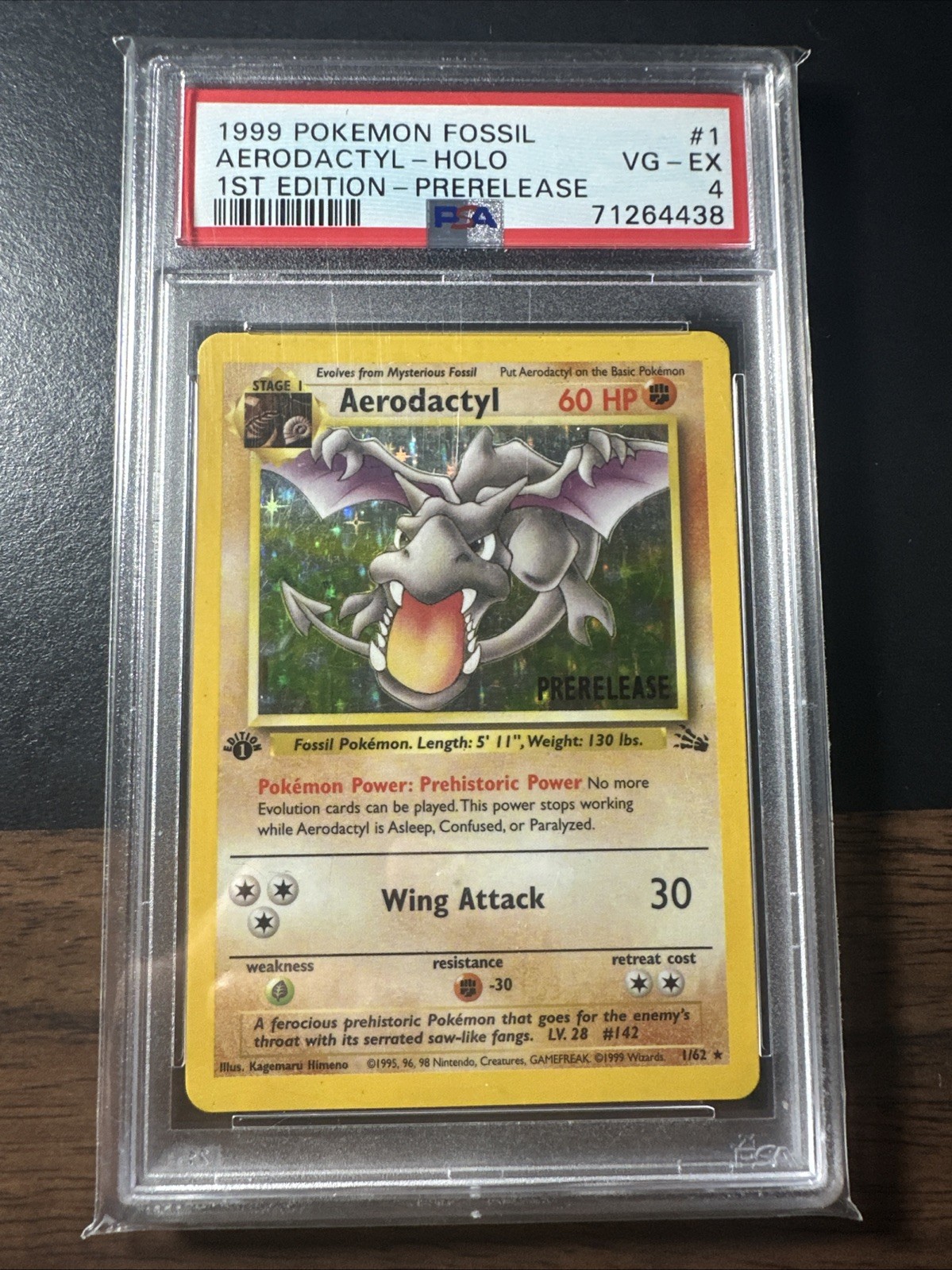 Pokemon Aerodactyl 1/62 Fossil 1st Edition Prerelease WOTC Holo PSA