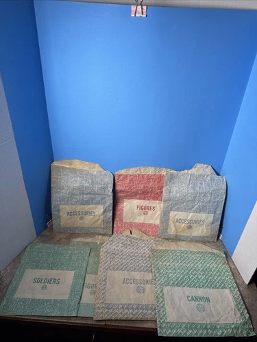 Marx original 1950's-60's lot of 7 playset bags Different Colors Labels