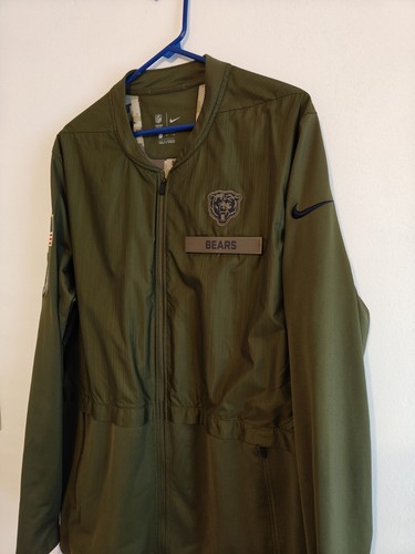 Chicago Bears Nike Salute Service Sideline Hybrid Zip Jacket Mens XL 2018 Olive - Photo 4 sur 24