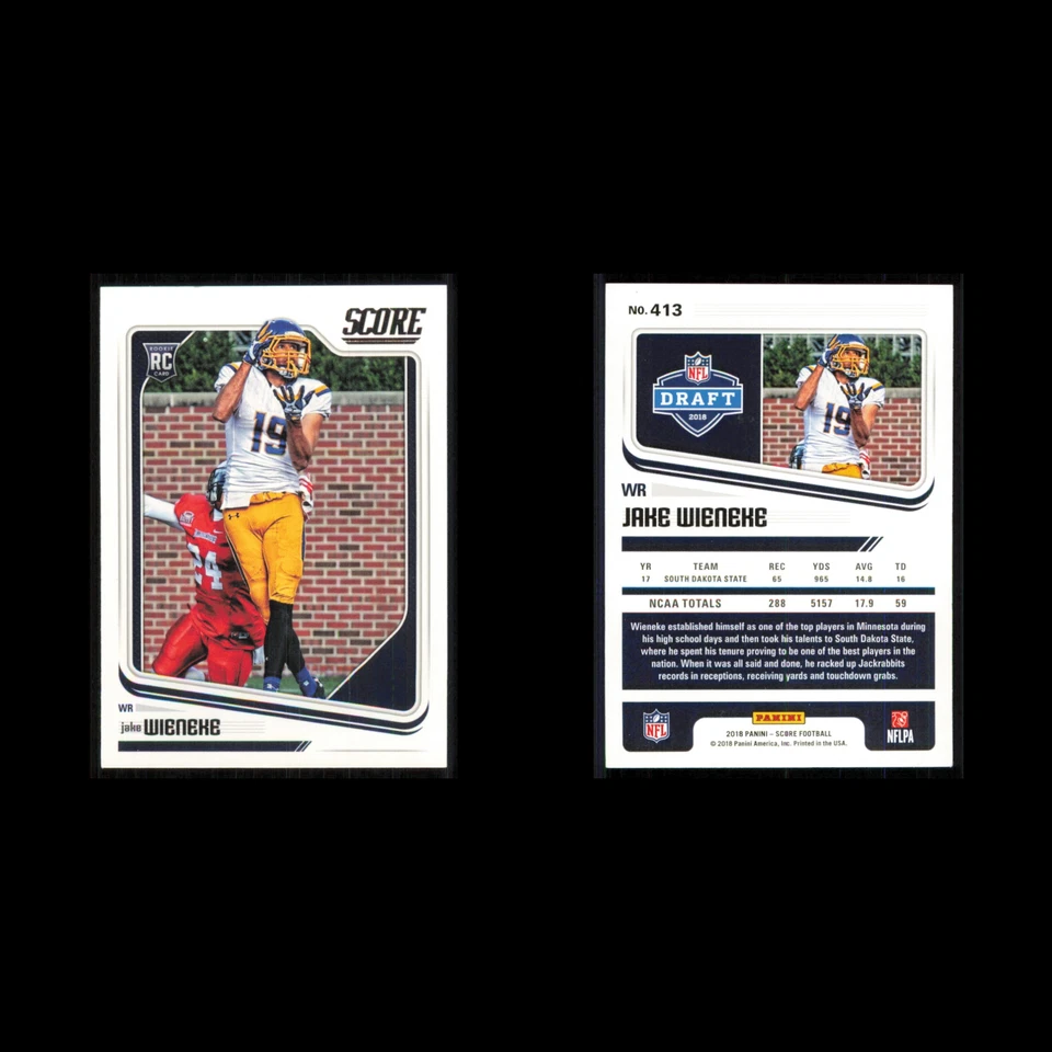 Jake Wieneke Rookie #413 2018 Score South Dakota State Jackrabbits Football Card - Image 3 of 3