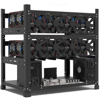 12GPU Steel Mining Rig Frame - Dual Power Supply Support