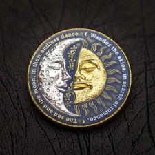 Eclipse Geocoin 'Blue Hour Edition' (2T Shiny Silver/Gold) - Geocaching Geocache