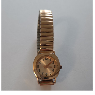 PARTS Women's Gold Tone Analog Wristwatch Expansion Band Cushion Dial Metal 