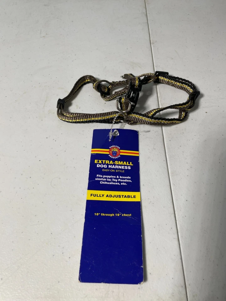 Arnés Hamilton Nylon Ajustable Fácil de Encender, 10"-16" Pecho, 3/8" Marrón/Dorado/Negro Foto 2 de 2