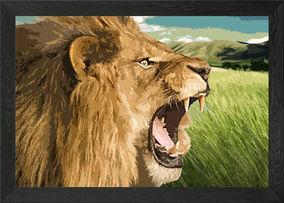 Feeling Lion Framed Wall Art Poster Canvas Print Picture