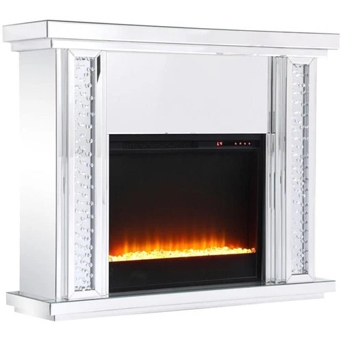Elegant Decor Modern 47.5" Sparkling Mirrored Crystal Fireplace Mantle - Picture 1 of 11