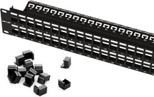 Blank 48-Port Keystone Patch Panel, 2U 19'' Rackmount/Wallmount with Metal Housi