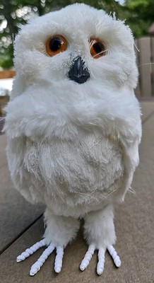 Wite Snow Owl Plush Material With  Real Feathers 4'' X 8'' Deco Snow Christmas. #2