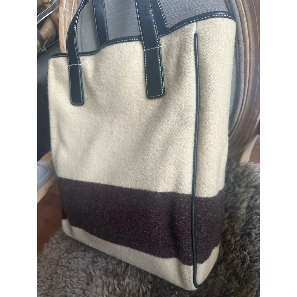 Bolso de Mano Coach Lana Marfil Marrón Bolso Superior Cuero Asas Superiores 05-8128 Foto 4 de 4