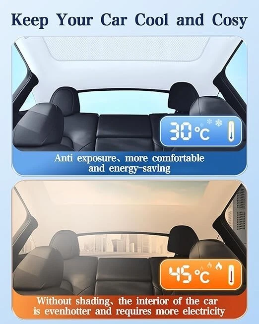 Tesla Model Y 2021-2024 Glass Roof Sunshades 2 in 1 Ice Crystal Front & Rear - image 2 of 4